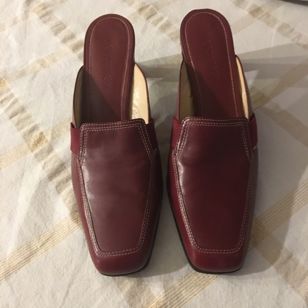 10M DEEP RED NORDSTROM LEATHER SHOES - Picture 3 of 9
